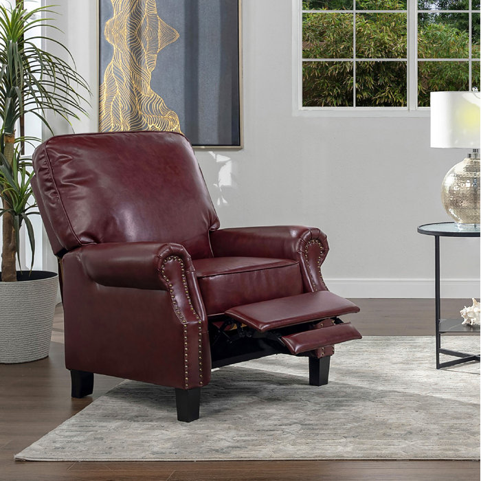Red Barrel Studio® 34" Wide Leather Match Manual Recliner Accent Chair